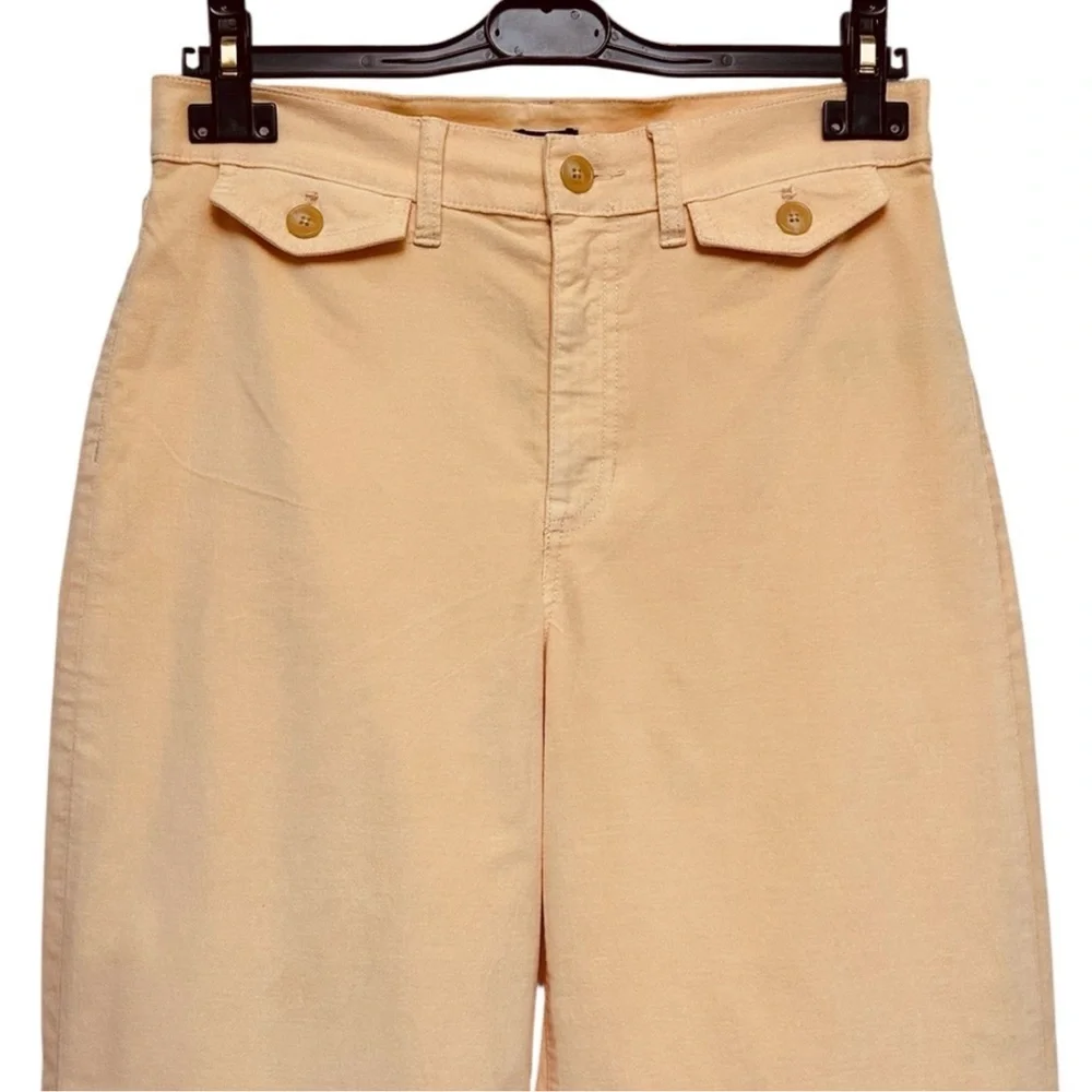 New J. Crew Wide-leg trouser in‎ washed velvet Peche Claire Pastel Peach Size 31